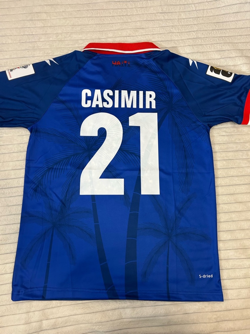 Saeta Blue CASIMIR #21 Football Jersey with Red Collar